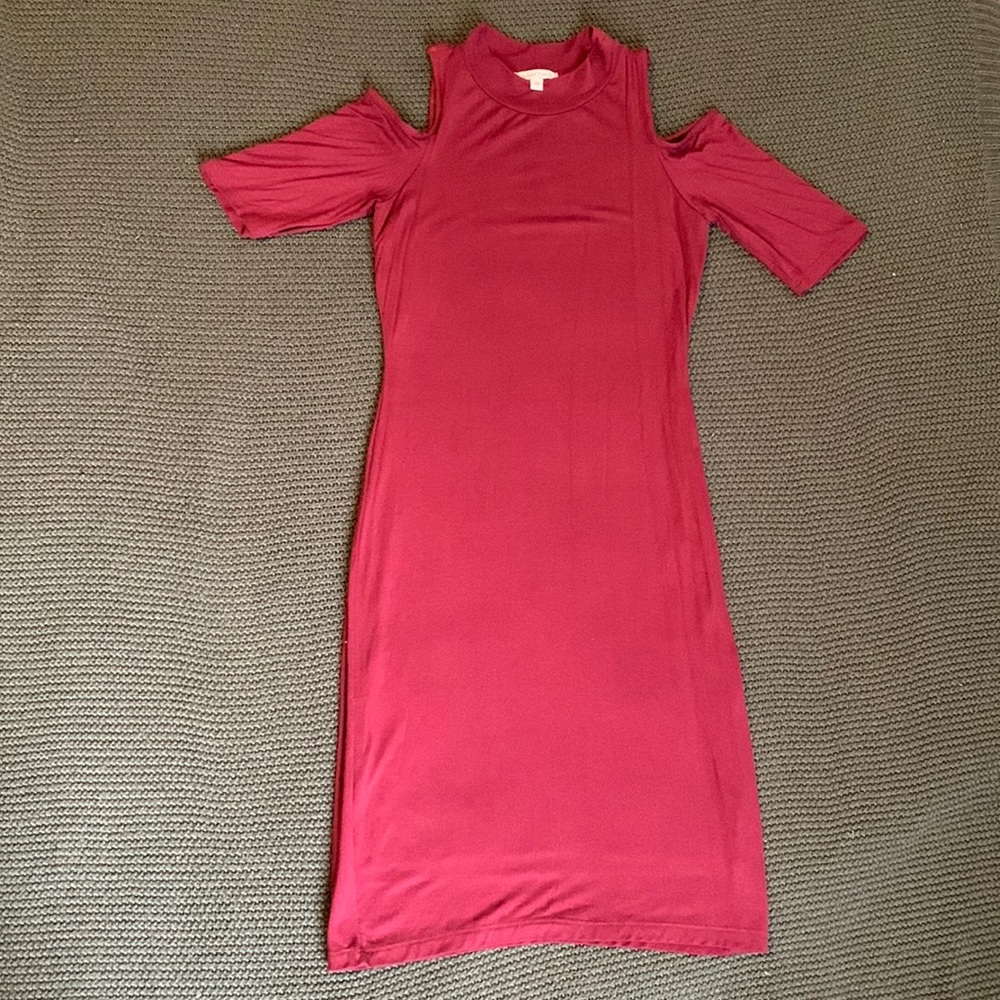 Burgundy Cut Out Bodycon Dress